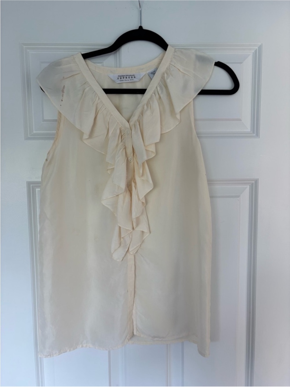 Express Cream Ruffle-Front Sleeveless Blouse Size XS